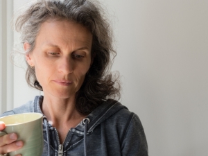 sad middle aged woman